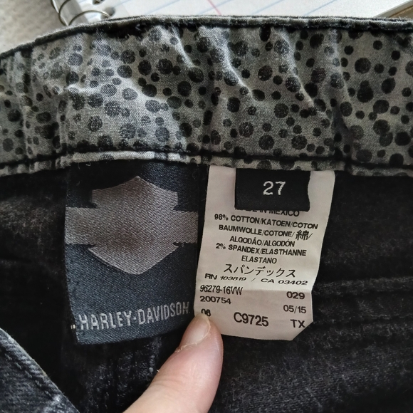 Harley Davidson Distressed Black Jeans Size 27 - Picture 9 of 12
